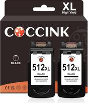 COCCINK PG-512XL (2 juodos spalvos) atkurtos spausdintuvų kasetės, skirtos "Canon" 512 510 XL, skirtos "Pixma mp250 mp230 mp280 ip2700 iP2702 mp240 mp495 MP499 MX350 MX360 MX410 MX420 spausdintuvams Didelės talpos