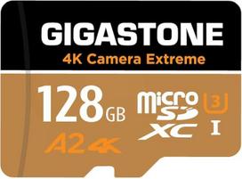 GIGASTONE 128GB Micro SD kortelė, 4K Camera Extreme, MicroSDXC atminties kortelė, skirta "Switch", "GoPro", veiksmo kameroms, DJI, R/W iki 100/50MB/s, UHS-I U3 A2 V30 C10 su adapteriu