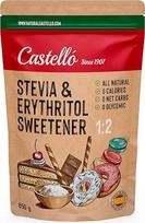 Stevija ir eritritolis 1:2 saldiklis | 1g = 2g cukraus | 100% natūralaus skonio cukraus pakaitalas - 0 kalorijų - 0 glikemijos indeksas - Keto ir Paleo - 0 grynųjų angliavandenių - Castello nuo 1907 m. - 850 g