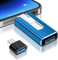 USB atmintinė "iPhone" 128GB, 4 in 1 USB atmintinė su "Lightning" prievadu, USB C, "Micro USB" prievadu, USB 3.0 atmintinė "iPhone" / "iPad" / "Android" telefonui / nešiojamajam kompiuteriui / asmeniniam kompiuteriui (tamsiai mėlyna)