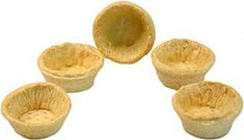 Užkandžių tartaletės, apvalios, 4,2 cm skersmens, lengvos, sūrios, 990 g, pakuotė po 160 vnt.