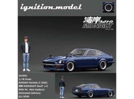 PRE-ORD3R Ignition Modeliukas 1/18 Nissan Fairlady Z (S30) *Wangen MIDNIGHT* Devil's Z with Mr. Akio Asakura figure