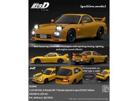 PRE-ORD3R Ignition Modeliukas 1/18 Initial D Mazda RX-7 Mazda Speed A-spec (FD3S) with sound and LED,  yellow