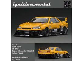 Ignition Modeliukas 1/18 LB-ER34 Super Silhouette Skyline, yellow/black