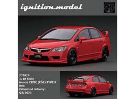 PRE-ORD3R Ignition Modeliukas 1/18 Honda Civic (FD2) Type R, red