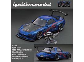 PRE-ORD3R Ignition Modeliukas 1/18 Mazda FEED Afflux GT3 (FD3S) with 13B engine, blue metallic