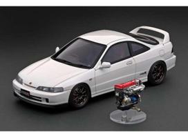 PRE-ORD3R Ignition Modeliukas 1/18 Honda Integra (DC2) Type R, pearl white with B18C VTEC engine