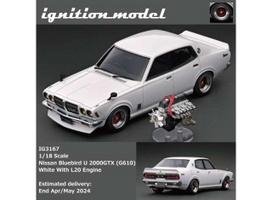 PRE-ORD3R Ignition Modeliukas 1/18 Nissan Bluebird U 2000GTX (G610) with L20 engine, white