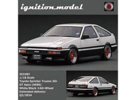 PRE-ORD3R Ignition Modeliukas 1/18 Toyota Sprinter Trueno 3dr GT Apex (AE86) *ADVAN A3A Wheels*, white/black