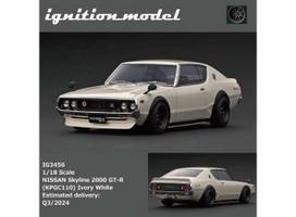 PRE-ORD3R Ignition Modeliukas 1/18 Nissan Skyline 2000 GT-R (KPGC110), ivory white