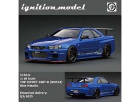 PRE-ORD3R Ignition Modeliukas 1/18 Top Secret 34GT-R (BNR34), blue metallic
