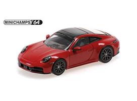 PRE-ORD3R Maxichamps Modeliukas 1/64 2025 Porsche 911 (992.2) Carrera, carmina red