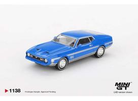 PRE-ORD3R Mini GT Modeliukas 1/64 1971 Ford Mustang Mach 1, Grabber blue