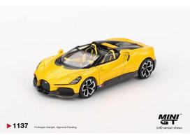 PRE-ORD3R Mini GT Modeliukas 1/64 2023 Bugatti W16, Mistral yellow