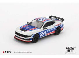 PRE-ORD3R Mini GT Modeliukas 1/64 2025 Ford Mustang Dark Horse #24 Ford Performance Racing School, white/blue/red
