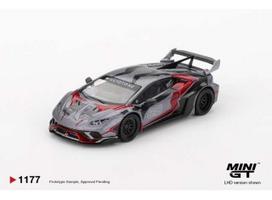 PRE-ORD3R Mini GT Modeliukas 1/64 2025 Lamborghini Huracan GT Ronin, grey/red