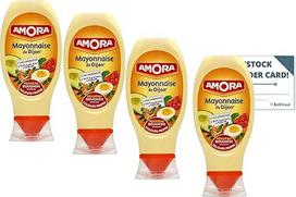 "Amora" prancūziškas majonezas - Dižono majonezas išspaudžiamas buteliuke 235 ml (4 vnt.) su pirkinių kortele "IntFeast