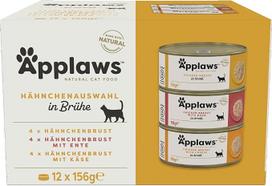 "Applaws 100% Natural Premium Wet Cat Food, Chicken Selection Multipack in Broth" - 12 skardinių po 156 g