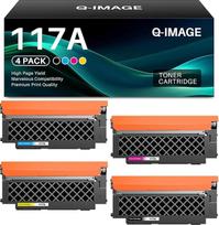 "Q-image 117A" juodas toneris, suderinamas su HP 117A toneriu, skirtu HP spalvoto lazerio daugiafunkciniam spausdintuvui 179fwg 178nwg 150nw 179fnw 178nw 150a 179 178 150 W2070A W2071A W2072A W2073A (4 vnt.)