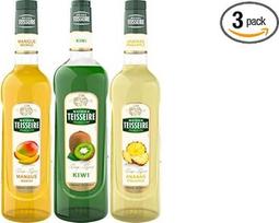"Teisseire" sirupo rinkinys "Exotic": sirupas "Mango" + "Kiwi" + "Ananas" - 2 x 700 ml + 1 x 1 litras