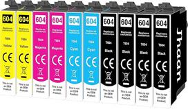 604XL spausdintuvo kasetės, suderinamos su "Epson" 604 XL 604XL kasetėmis, skirtomis "Epson" XP 3200 "Expression Home" XP-2205 XP-3205 XP-4200 XP-4205 XP-2200 Workforce WF-2910 WF-2930 WF-2950 (10 vnt.)
