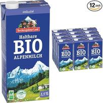 Berchtesgadener Milk Land H-Milk, 3,5 % riebumo, patvarus pienas, Alpių pienas, po 1 litrą, pakuotė po 12 vnt. pufai