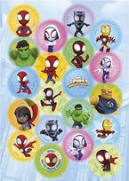 dekora - Spidey Mini Cake Toppers 3,4 cm skersmens - 20 vnt. | Vaflinės tortų dekoracijos | Oficiali "Marvel" licencija | Skirta keksiukams, sausainiams ir tortams | Be cukraus, veganams ir glitimo