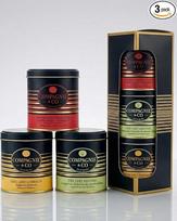 Elegantiškas arbatos dovanų rinkinys su "Earl Grey Superior", "Rooibos Tropiques" ir "Green Tea a la Menthe". 3 kontrastingos rūšys dekoratyvinėse aromatingose skardinėse su juodąja, rooibos ir žaliąja arbata