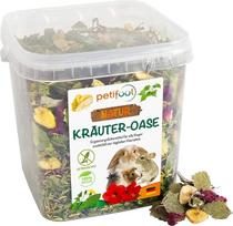 petifool Kräuter Oase (vaistažolių oazė), 370 g, papildomas pašaras graužikams, natūralus pašaras triušiams, jūrų kiaulytėms, žiurkėnams, šinšiloms ir kitiems graužikams, be dirbtinių priedų, 100 % natūralus, rūšiai tinkamas pašaras
