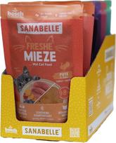 Sanabelle Freshe Mieze - Mixtray | 10 x 100 g mišinio pakuotė | 4 skanių rūšių kačių ėdalas, kurį galima išbandyti | garuose virtas drėgnas ėdalas katėms, mėgstančioms šviežiai paruoštą maistą