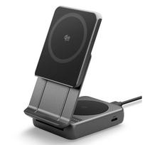 Spigen Essential EF302MOQ Qi2.2 2IN1 Magnetic MagSafe belaidis įkroviklis juodos spalvos