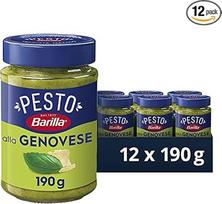 "Barilla Pesto alla Genovese" 12 x 190 g, itališkas makaronų padažas be glitimo, su 100 % itališkais bazilikais, pagamintais tvarioje žemdirbystėje, ir "Parmigiano Reggiano", makaronų padažas, "Green Pesto Verde