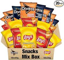 "Doritos & Lays Mini Pack" 20 x 35 g/44 g - mišrių traškučių dėžutė su "Nacho" sūriu, saldžiaisiais čili pipirais, sūdytais ir raudonaisiais pipirais - užkandžių mišinys kelionėms, vakarėliams ir kasdieniam naudojimui