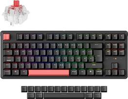 "Keychron C3 Pro QMK/VIA" jungiklis, programatoriaus barzda, žaidimų jungiklis 87 Tangent Hot-Swap RGB apšvietimas Mac/Windows/Linux (raudonas jungiklis)