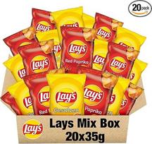 "Lays" mini traškučių mišinys 20 x 35 g - sūdyti ir raudonieji pipirai - mažos užkandžių pakuotės, idealiai tinka kelionėms, vakarėliams ir užkandžių pertraukėlėms - praktiška laikymo pakuotė