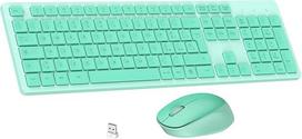 "LeadsaiL" belaidės klaviatūros ir pelės rinkinys Pelė ir klaviatūra kompiuteriui USB 2,4 GHz viso dydžio tyli ergonominė skaitmeninė klaviatūra itališkas QWERTY išdėstymas HP/Lenovo/Mac-Verde Mint