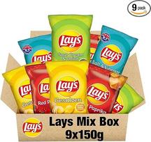 "Lays" traškučių mišinys 9 x 150 g - bulvių traškučių mišinys su 4 rūšimis: Sūrus, sūdytas, su druska ir actu, su grietine ir svogūnais - traškus užkandžių mišinys laikymo pakuotėje - vakarėlių pakuotė "Classic