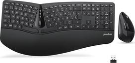"Perixx Periduo-605 ES", "Teclado Ergonómico Inalámbrico" pakuotė - teclado Ergonómico - separación de teclas y Ratón Vertical Con reposa muñeca y Teclas de Membrana Low Profile - QWERTY Español