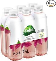 "Volvic Organic Tea Hibiscus" - natūralus mineralinis vanduo ir arbatos užpilas / hibiskų arbata su ličių ir pasiflorų skoniu / sumažintas cukraus kiekis* / mažai kalorijų/6 x 0,75 l, 6 x 750 ml