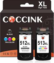 COCCINK PG-512 XL CL-513 XL restauruotos spausdintuvo kasetės, skirtos "Canon" 512XL 513XL 510Xl 511 XL (1 juoda, 1 spalvota), skirtos MP250 MP230 MP280 IP2700 MP240 MP495 spausdintuvui