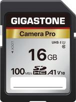 GIGASTONE 16GB SDHC atminties kortelė, "Camera Pro", iki 100MB/s, skirta "Canon" skaitmeniniams fotoaparatams, "Full HD" vaizdo įrašymas UHS-I U1 V10 10 klasės