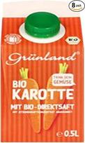 Grünland ekologiškos morkų sultys, 0,5 litro (8 vnt.)