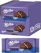 Milka Sensations Oreo, 12 x 156 g, kakavos sausainiai su Alpių pieno šokolado drožlėmis ir grietinėlės įdaru