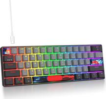 SOLIDEE mechaninė žaidimų klaviatūra 60 %, 61 klavišas, kompaktiška mechaninė klaviatūra su RGB apšvietimu, 60 % mechaninė QWERTY klaviatūra, raudonos spalvos jungiklis, skirta "Win/Mac" kompiuteriams, nešiojamiesiems kompiuteriams (61 Dagger)
