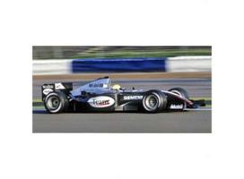 PRE-ORD3R Minichamps Modeliukas 1/18 2004 McLaren Mercedes MP4/19 Autosport Young Driver Test Silverstone Lewis Hamilton, silver/black