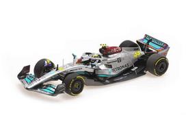 PRE-ORD3R Minichamps Modeliukas 1/43 2022 Mercedes-AMG PETRONAS W13 #44 Hamilton Miami GP, silver/blue