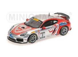 PRE-ORD3R Minichamps Modeliukas 1/43 2017 Porsche Cayman GT4 Clubsport MR #3 Rodrigo Baptista Pirelli World Challenges GTS *Resin Series*, silver/red
