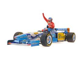 PRE-ORD3R Minichamps Modeliukas 1/18 1995 Benetton Renault B195 Canadian GP Michael Schumacher With Alesi Figure, blue/white/yellow