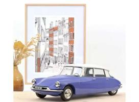 PRE-ORD3R NOREV Modeliukas 1/12 1959 Citroën DS 19, Bleu Delphinium & Blanc (blue/white)