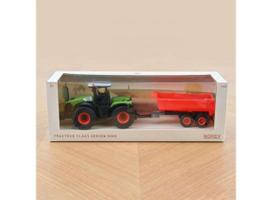 PRE-ORD3R NOREV Modeliukas 1/43 Tracteur CLAAS Xerion 5000 with Trailer Plastigam, red/green